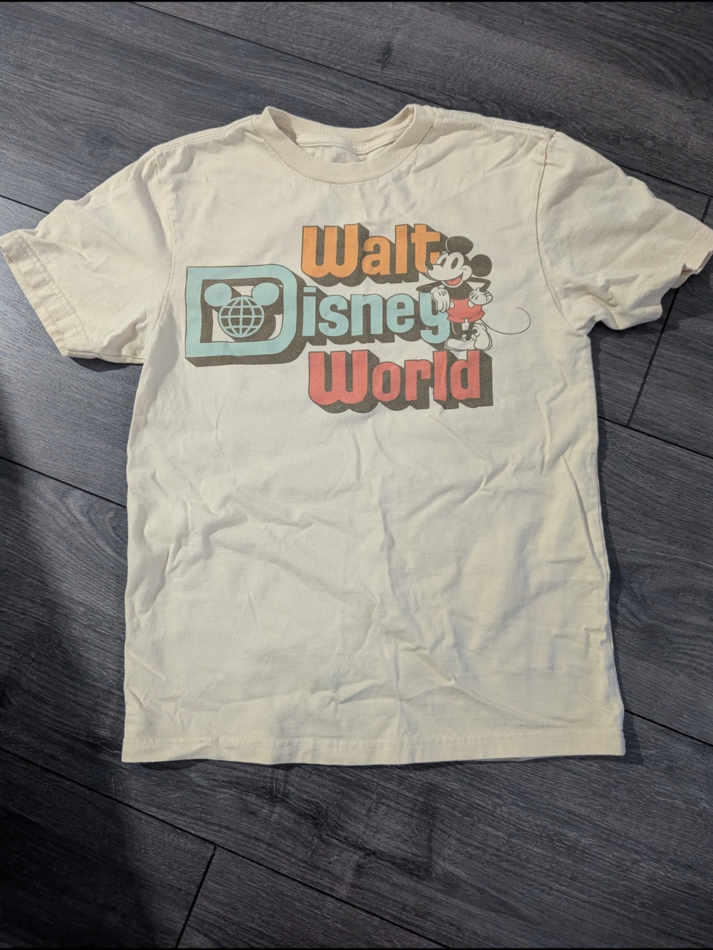 Disney Cream Graphic Tee with Vintage Walt Disney World Print